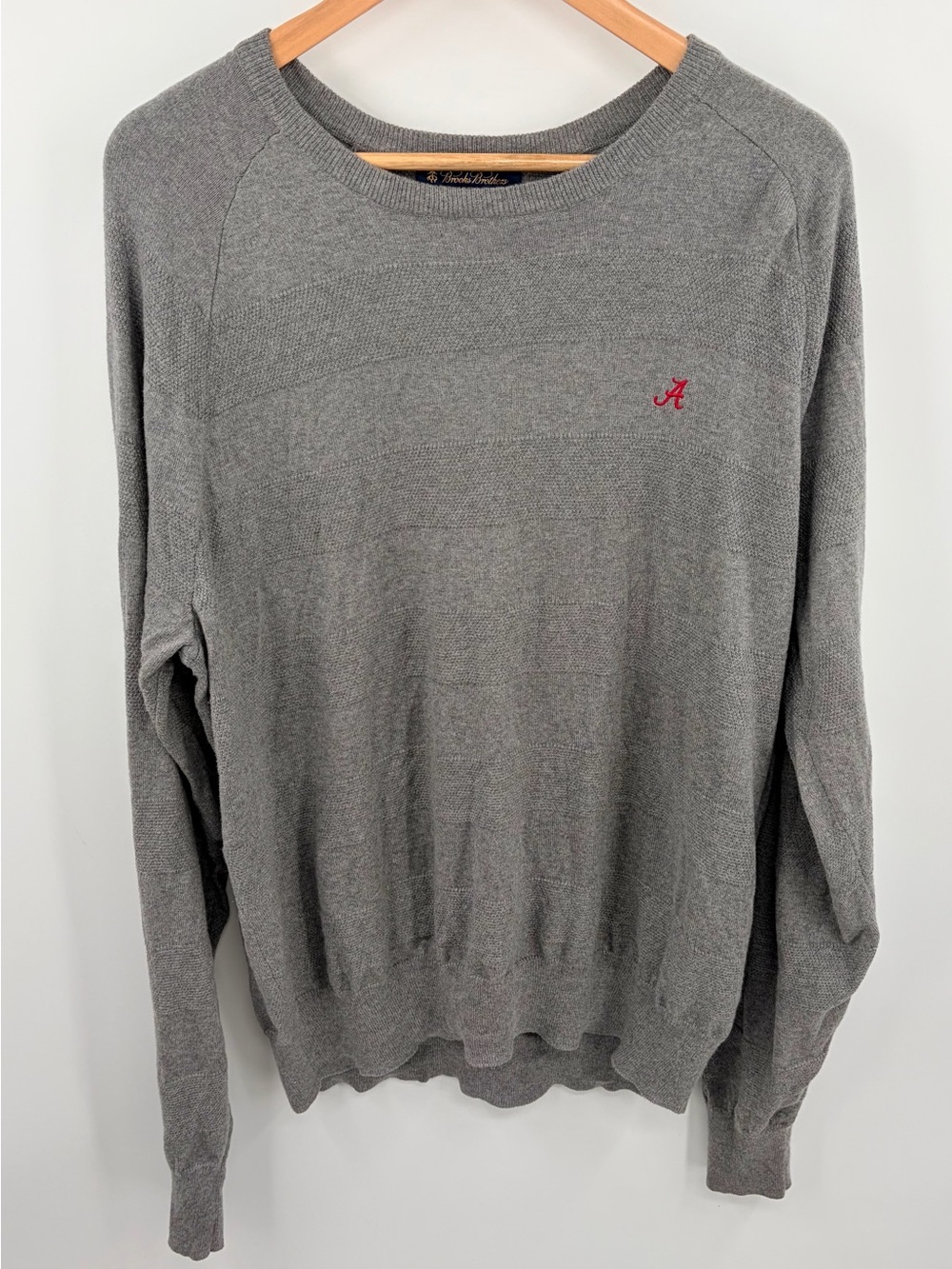 Brooks Brothers Alabama cotton/cashmere crewneck gray sweater mens XL collegiate